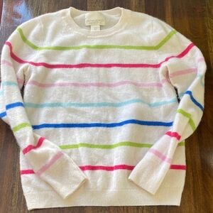 Cynthia Rowley White Sweater with Multicolor Stripes